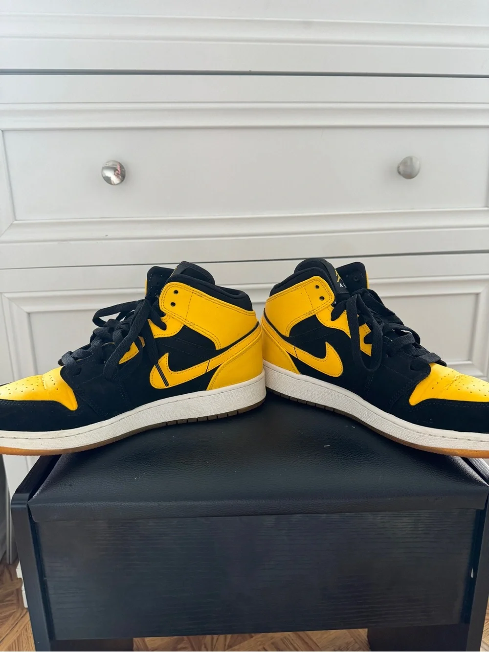 Jordan Kids Black and Yellow High-Top Sneakers